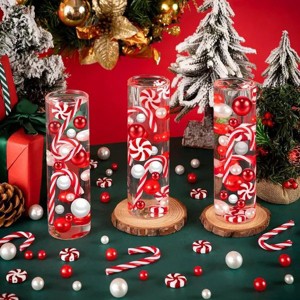 120Pcs Christmas Vase Filler, White and Red Candy Cane Decor, Christmas Floating Vase Fillers for Home Table Centerpieces Decorations - 1 of 2