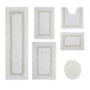 Hotel Bath Rug 100% Premium Cotton Tufted Weave Two Tone Reversible 6 Piece Bathroom Rug Set, Super Soft & Water Absorbent, Machine Washable Bathmat - 1 of 4