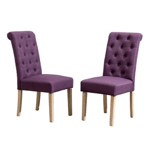 FONTOI 2PCS Upholstered Dining Chair, Armless Dining Stools with Curved Back for Living Room Kitchen, Purple, 18"*26"* 39" - 1 of 4