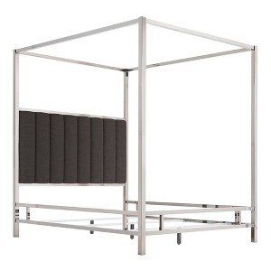 Queen Manhattan Canopy Bed with Vertical Channel Headboard Charcoal - Inspire Q, Grey