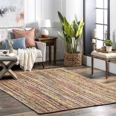 Handmade Braided Blue Cotton 38" Reversible Area Rug