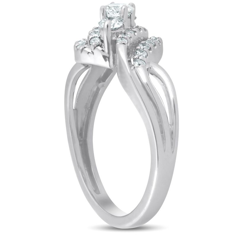 Pompeii3 5/8 Ct Three Stone Diamond Engagement Anniversary Multi Row Ring 10k White Gold, 2 of 5