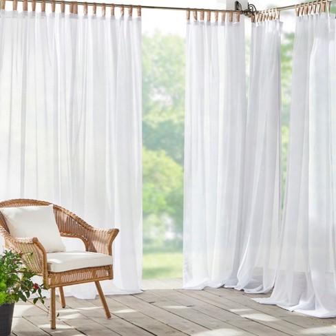 1 Panel Detachable Sticky Tab Top Indoor Outdoor Sheer Voile Drape for Pergola with Rope Tieback White W54 x L96 NICETOWN Outdoor Patio Curtain Waterproof