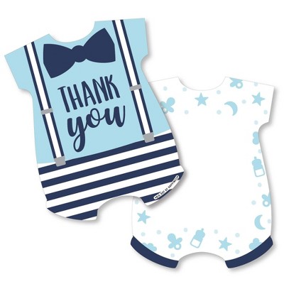 Big Dot of Happiness It's a Boy - Shaped Thank You Cards - Blue Baby Shower Thank You Note Cards with Envelopes - Set of 12