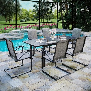 Captiva Designs 7pc Patio Dining Set with Steel Frame Rectangle Table & C-spring Sling Chairs - 1 of 4