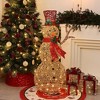 LuxenHome 4Ft Champagne Gold PET Snowman Outdoor Holiday Decoration with Lights Brown, Red, Green - 4 of 4