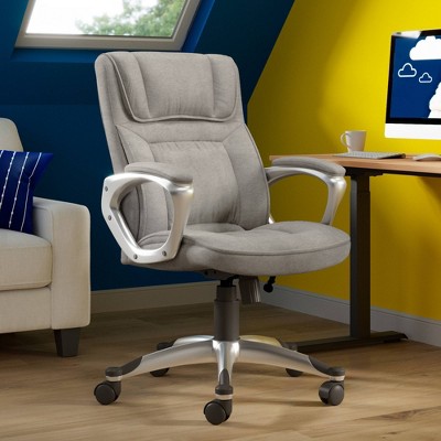 Gray High-Back Ergonomic Executive Office Chair with Lumbar Support