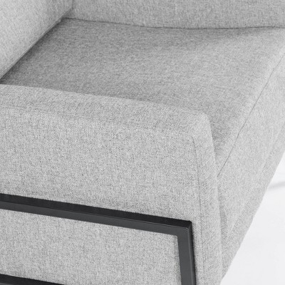 Gray Faux Leather and Metal Modern Accent Chair