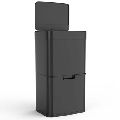 16 Gallon Kitchen Trash Can, Double-layer Multiple Compartments Recycling Kitchen Trash Can With Smart Sensor Lid, Thickened Stainless Steel