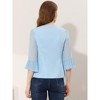 Allegra K Women's Bow Tie Neck Sheer 3/4 Sleeve Chiffon Tops - 4 of 4