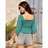 Blouses for Women Puff Long Sleeve Shirts Square Neck Casual Smocked Tunic Tops - 3 of 4