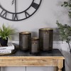 Northlight Iron Grid Pillar Candle Holders - 12" - Black and Gold Finish - Set of 3 - 3 of 4