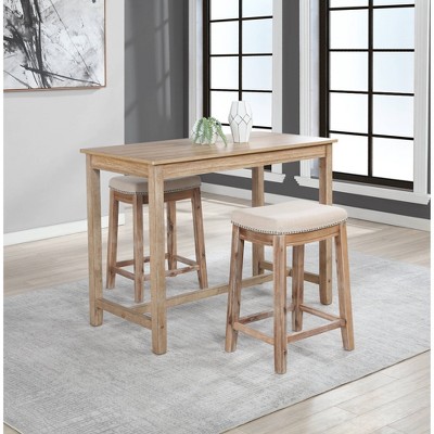 Claridge 51.5" Multistep Distressed Brown Bistro Set with Linen Upholstery