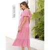 Maternity Deep V-Neck Ruffle Sleeve Dress Summer High Waist Flowy Midi Dresses for Pregnancy - 3 of 4