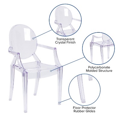Transparent Crystal Ghost Chair with Louis XVI Styling