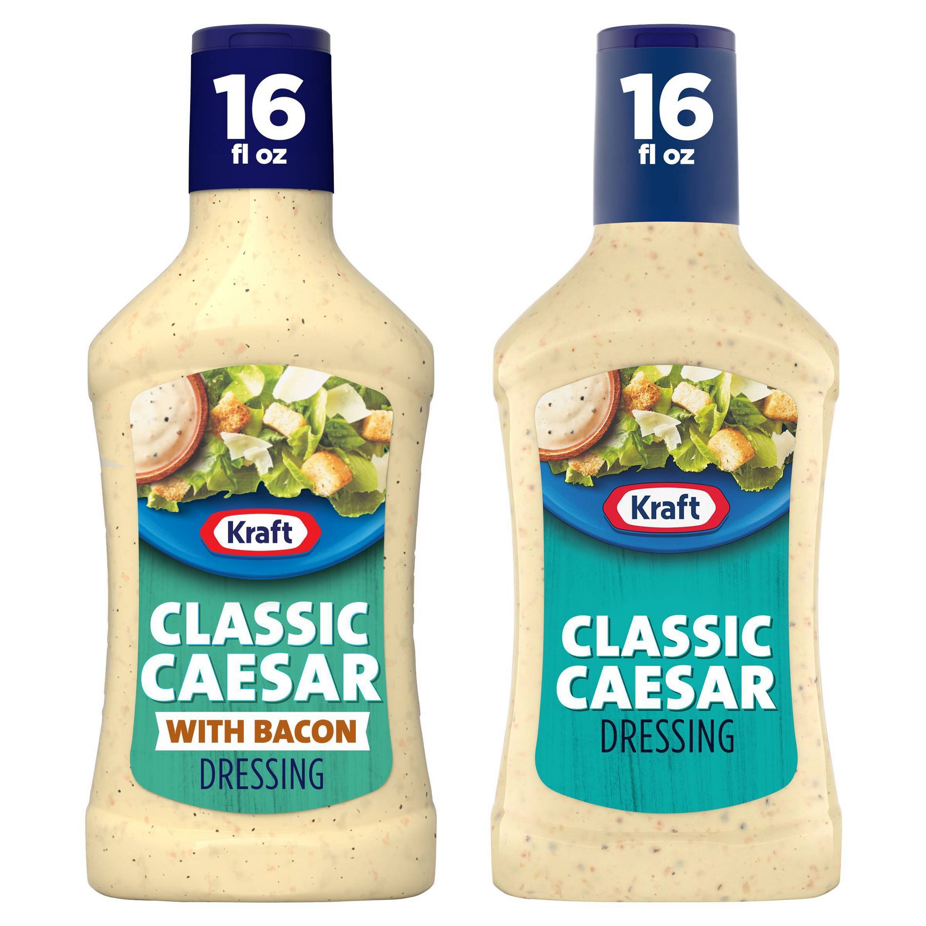 Kraft Salad Dressing 16 fl oz Classic Caesar + 16 fl oz Caesar with Bacon