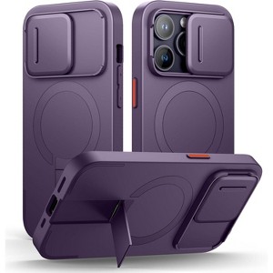 SURITCH for iPhone 14 Pro Case with Magnetic Camera Slide Cover and Adjustable Kickstand, Shockproof Bumper Case Slim Protective Cover - 1 of 3