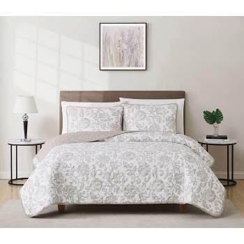 Cannon Solid Percale 3-Piece Grey Cotton Full/Queen Duvet Cover