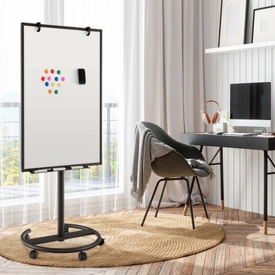 Adjustable Black Metal Mobile Magnetic Whiteboard with Stand