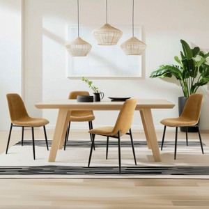 Set of 4 Upholstered Dining Chairs with Metal Legs, Modern Fabric Accent Kitchen Chairs for Dining Room or Small Spaces-Maison Boucle - 1 of 4