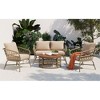 Chic Crate-Bohemian Outdoor Patio Set - 4-Seater Conversation Group with Removable Cushions & Teak Wood Tabletop, Beige - 2 of 4