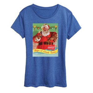 Women's - Coca-Cola - Vintage Christmas Santa Sign Of Good Taste Short Sleeve Graphic T-Shirt - 1 of 4
