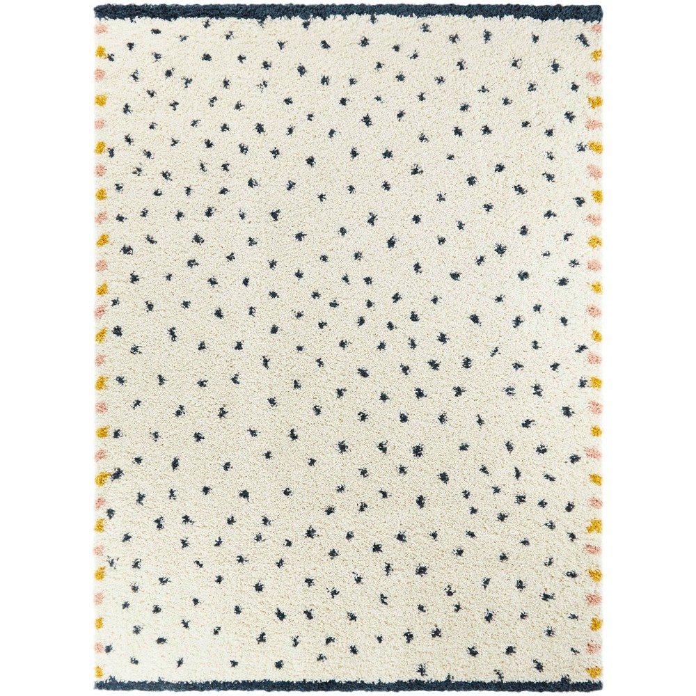 Photos - Area Rug 5'2"x7' Confetti Kids' Shag Cream/Blue - Balta Rugs: Playroom & Bedroom , Polka Dot Pattern, Low Pile