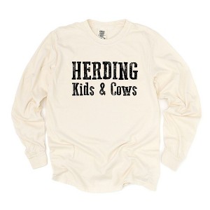 Simply Sage Market Women's Herding Kids and Cows Long Sleeve Garment Dyed Tee - 1 of 4