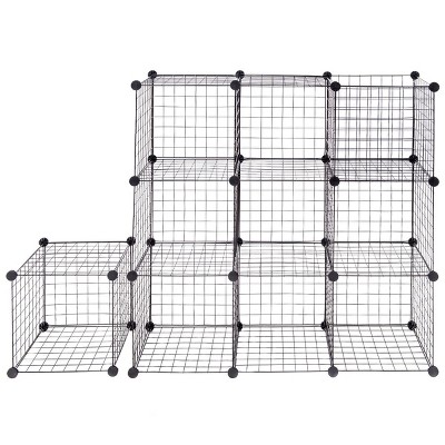 Costway 12 Cube Grid Wire Organizer Wardrobe Shelves Bookcase DIY