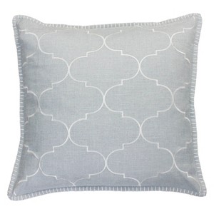 Ava Whipstitch Embroidered Square Throw Pillow Silver - Decor Therapy