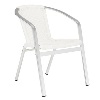 Chic White Transitional Wicker and Aluminum Arm Chair (Set of 2)
