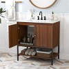 phiestina Walnut Bathroom Vanity Sink Set, 31" L x 19" W x 41" H, Complete Set with Cabinet, Sink, Faucet & Storage, 2-Box Delivery - 3 of 4
