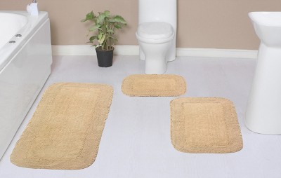 Radiant Collection Cotton Ruffle Pattern Tufted Set of 3 Bath Rug Set - Home Weavers