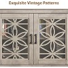 Homhougo Farmhouse TV Stand for 81 Inch, Mid Century Modern Entertainment Center with LED Lights and Storage, Wooden Media Console Cabinet, Grey - 4 of 4