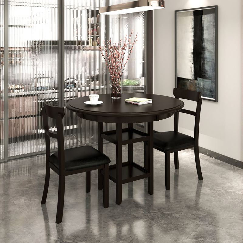Costway 3-Piece Dining Set W/ Counter Height Round Dining Table & 2 Upholstered Chairs, 3 of 11