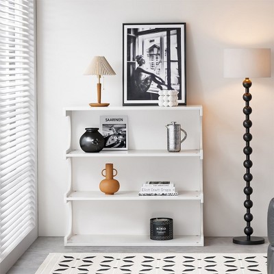 4-Tier Book Shelf Coffee Table, Multi-functional Creative Furniture Floor Bookshelf Display Stand, Minimalist Organizer Shelves,rectangle,white,36in