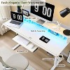 SinCiDo Height Adjustable Electric Standing Desk with Charging Station, 60" Sit Stand Up Computer Home Office Desk with LED Lights, Antique White - 4 of 4