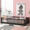 TIRAMISUBEST Twin Size Floor Bed with Fence without Door, Rubber Wood Floor Platform Bed Montessori Bed Toddler Bed with Safety Guardrails - 2 of 4