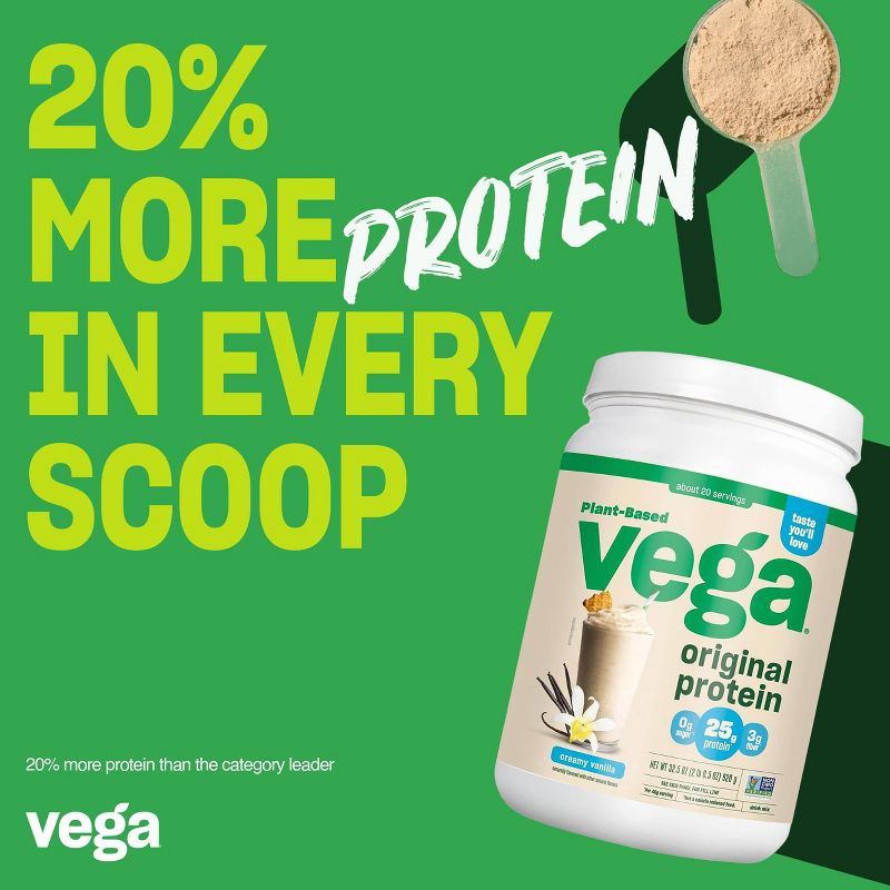 Vega Original Vanilla Plant-Based and Vegan Organic Plant Based Protein Powder - 16.2oz, 4 of 11