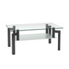 Syemin Rectangular Side Table Set, Two-Layer Coffee Table with Tempered Glass Top for Modern Living Room, Black, 39.1"*23.4"*17.1" - 2 of 4