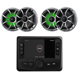 Wet Sounds WS-MC-20 Marine Radio with 2 Pairs Wet Sounds RECON 6-S RGB LED 6.5" 60-Watt RMS Coaxial Speakers With Silver XS Grilles (Pair) - 1 of 4