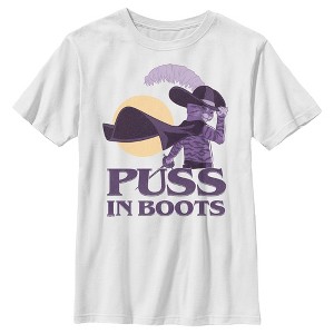 Boy's Puss in Boots: The Last Wish Distressed Purple Puss in Boots T-Shirt - 1 of 4