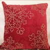 TopComfy Support Pillow Red Velvet Holiday Throw Pillow with Gold Snowflake Embroidery for Christmas Decor, Red, 17"*17"*10" - 2 of 4