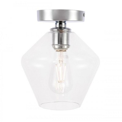 Elegant Lighting Gene 1 light Chrome and Clear glass Flush mount