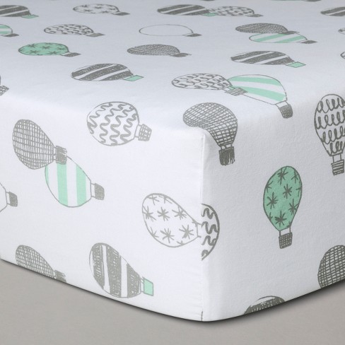 Crib Fitted Sheet Hot Air Balloons Cloud Island Gray Target