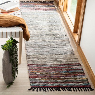 Multicolor Cotton and Cowhide Flat Woven Area Rug