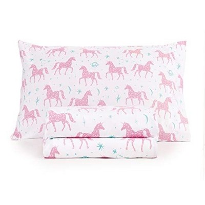Pink Unicorn Full Microfiber 4-Piece Bed Sheet Set