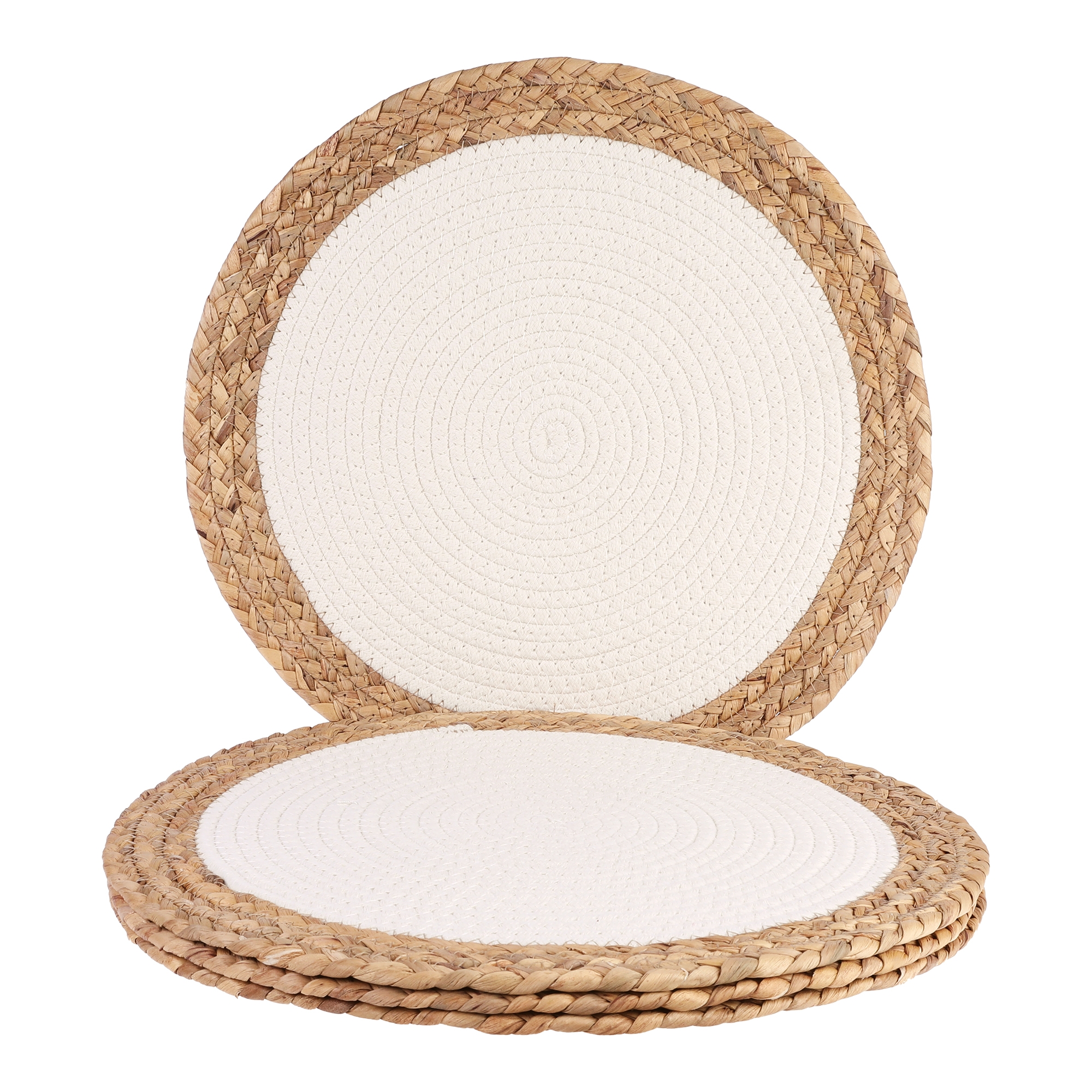 REGALWOVEN Dining Table Decor Indoor Outdoor Kitchen Wipe Clean Farmhouse Placemats 4 Pcs 14*14 in Beige