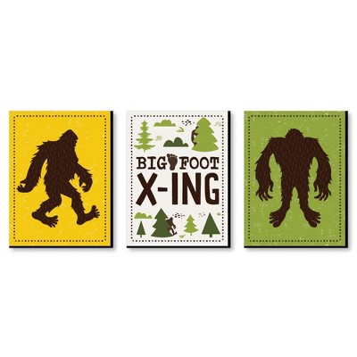 Big Dot of Happiness Sasquatch Crossing - Bigfoot Nursery Wall Art and Kids Room Decor - 7.5 x 10 inches - Set of 3 Prints