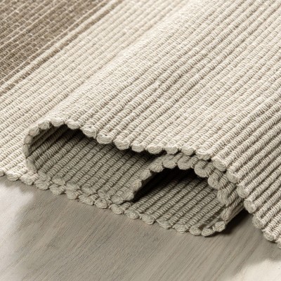 Boxelder Checked Cotton Rectangular Tan Area Rug, 8' x 10'